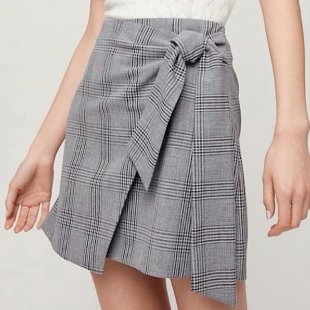 Wilfred Dorine Mini Wrap Tie Plaid Skirt